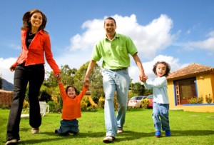 happy family having fun outdoors